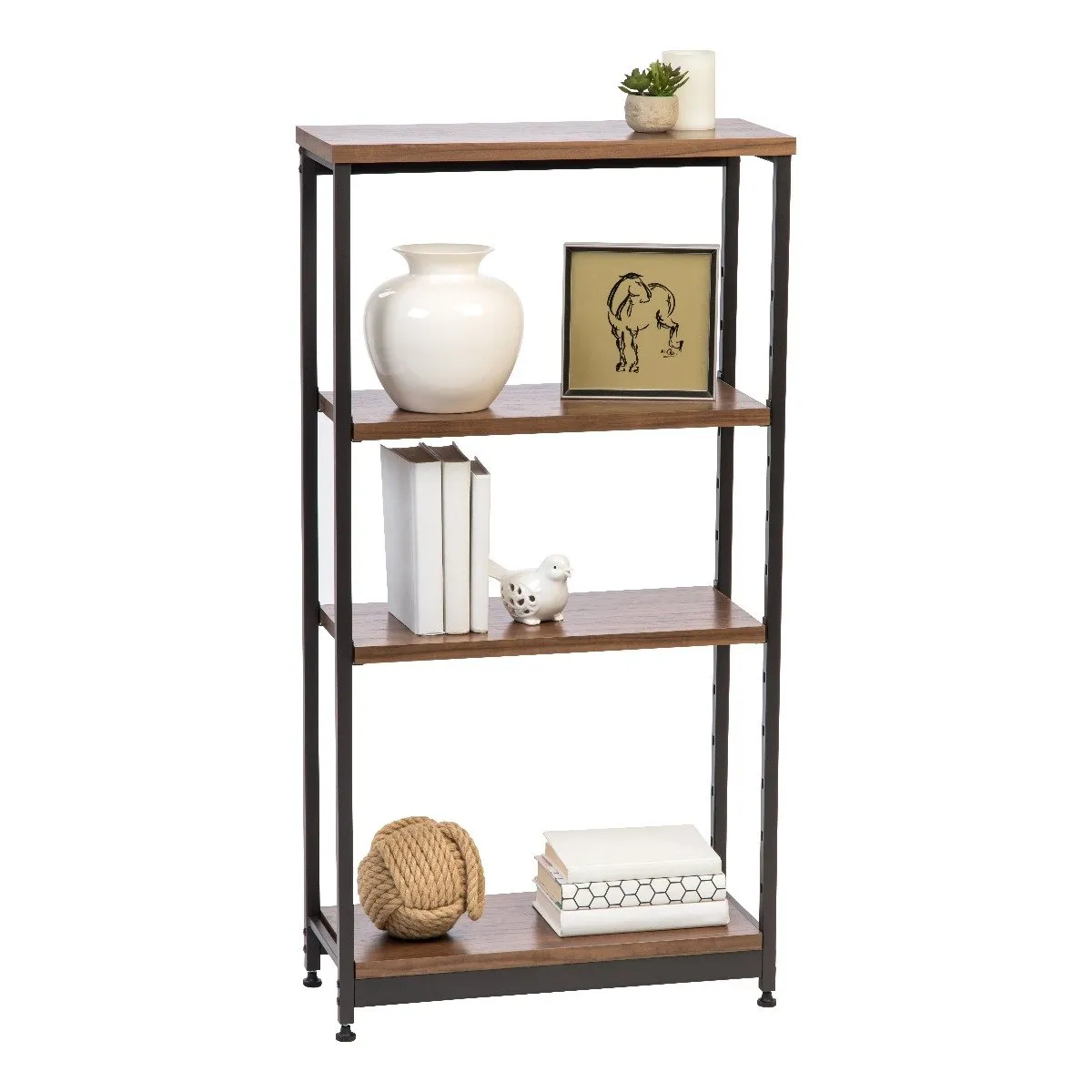 Wood and Metal Shelf - 4 Tier - Tall Narrow