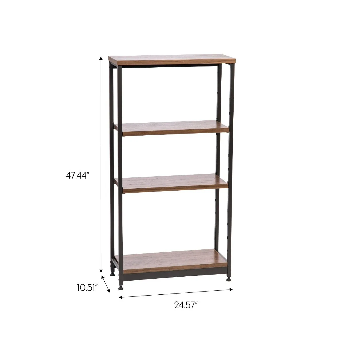 Wood and Metal Shelf - 4 Tier - Tall Narrow