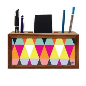 Wooden desk organizer Pen Mobile Stand - Colorful Angles