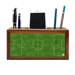 Wooden desktop organizer Pen Mobile Stand - Football Field