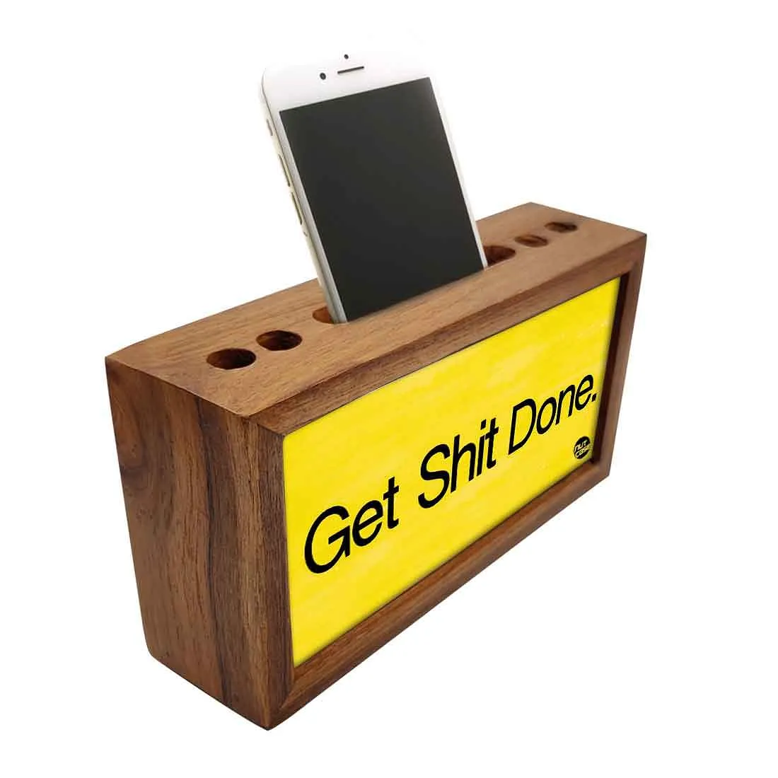 Wooden desktop organizer Pen Mobile Stand - Get Shit Done