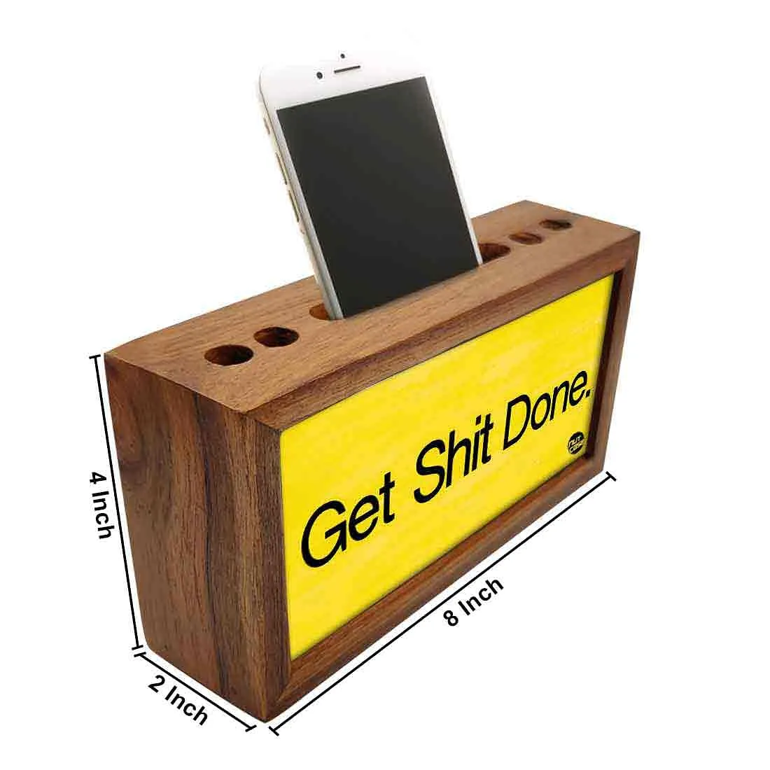 Wooden desktop organizer Pen Mobile Stand - Get Shit Done