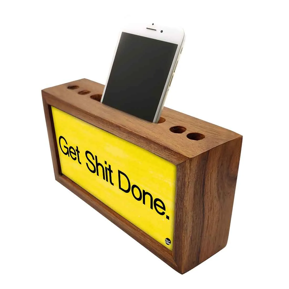 Wooden desktop organizer Pen Mobile Stand - Get Shit Done