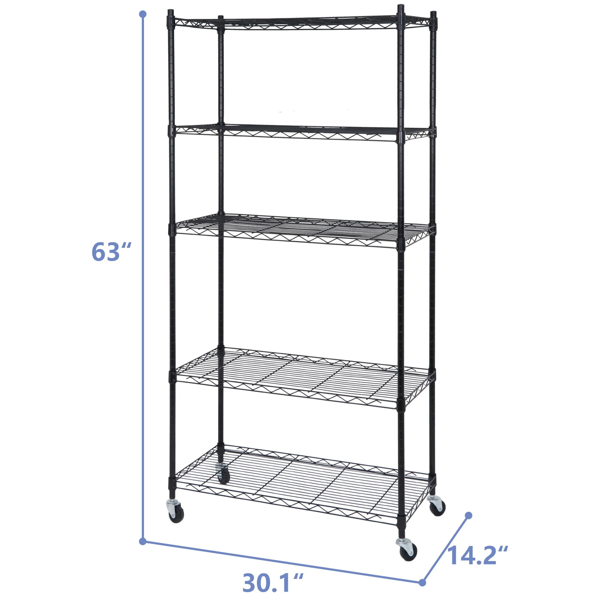 ZENY™ 5-Shelf Heavy Duty Shelving Storage Unit for Kitchen, Office, Garage, Black